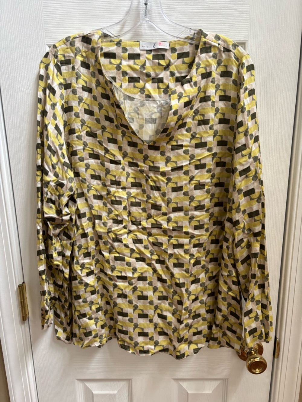Whyci Milano Women’s Long Sleeve Geometric Print Long Sleeve, Size 48 (12-14)EUC